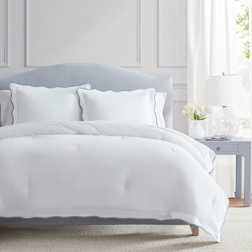 Martha Stewart Simple Scallop Cotton Duvet Cover Set
