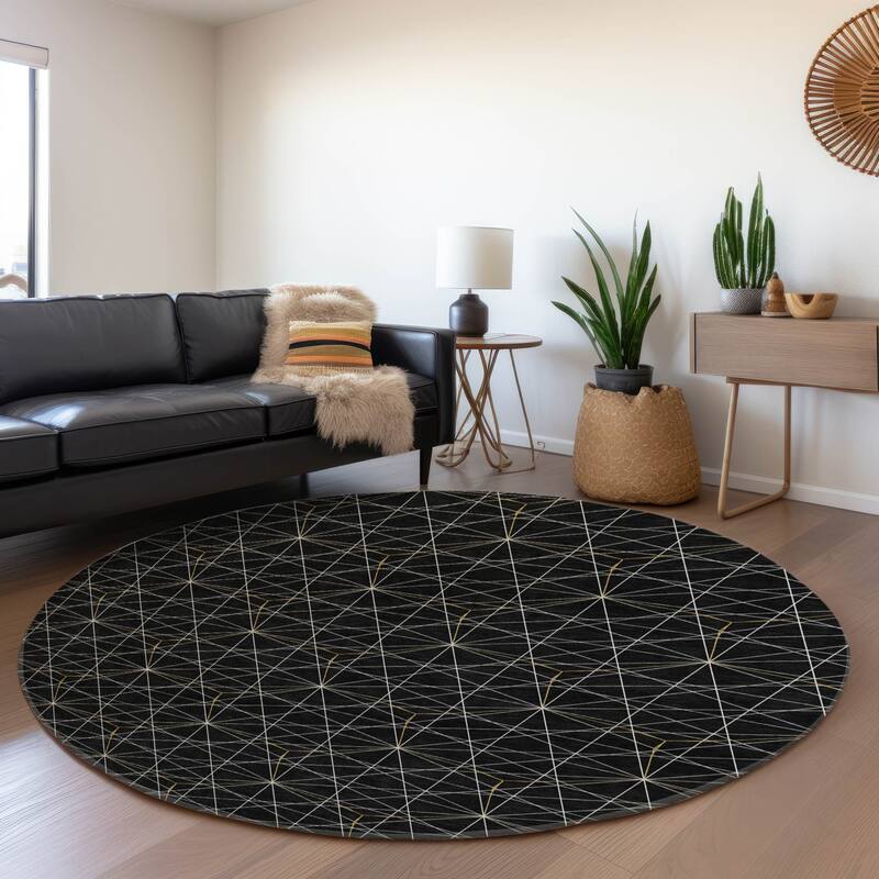 Premium Washable Super Soft Modern Contemporary Mayfield Rug - Black - 8' x 8'