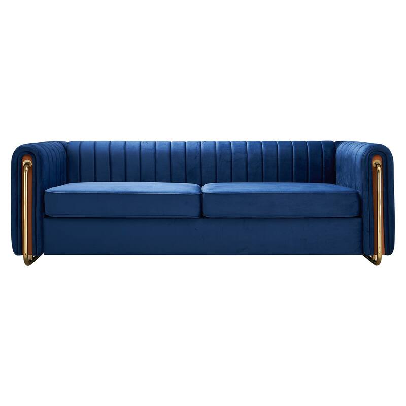 Contemporary Velvet Sofa Couch for Living Room - Blue