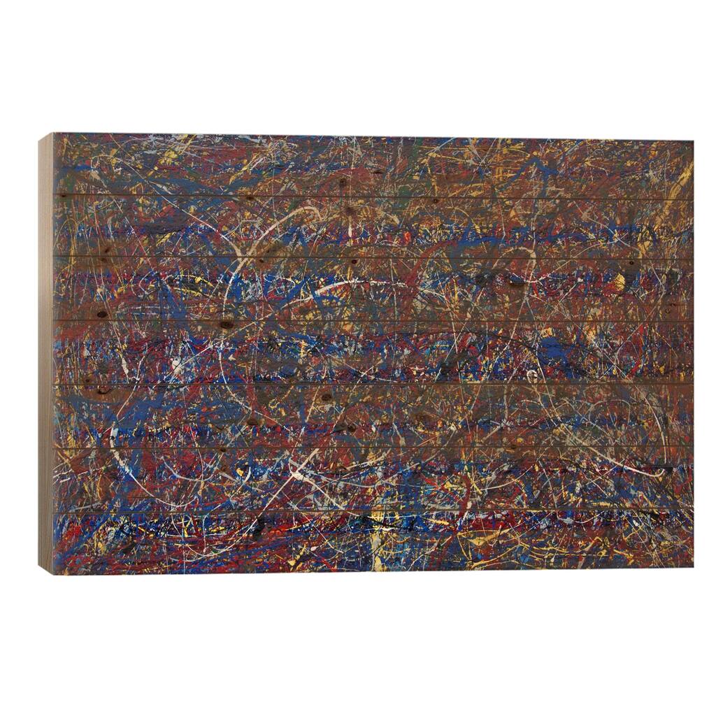 Blue and Red Composition Print On Wood by Shawn Jacobs - Multi-Color