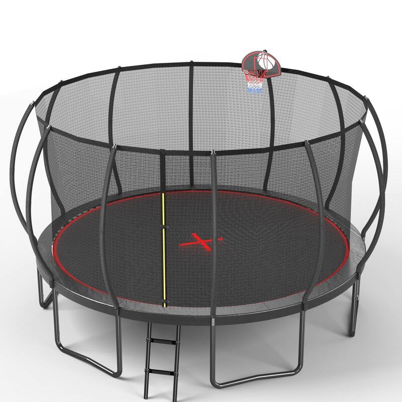 16FT High-Dip Galvanized Frame Trampoline Pumpkin- Black Red