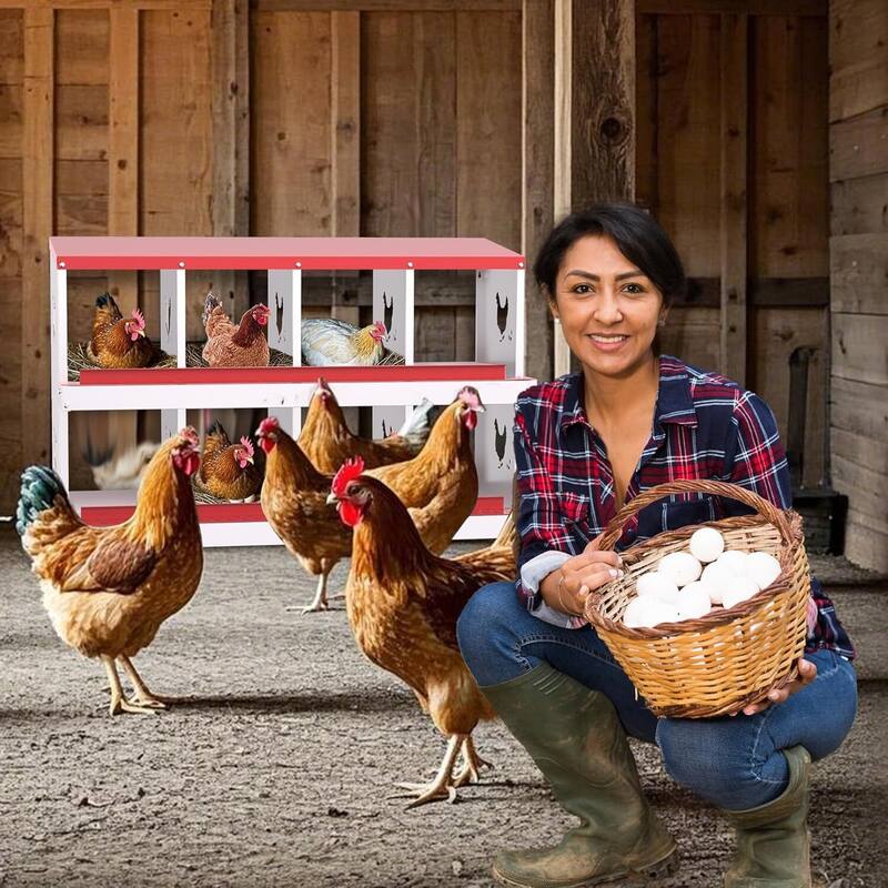 Chicken Nesting Box Nesting Boxes - Red 8-Hole (without legs)