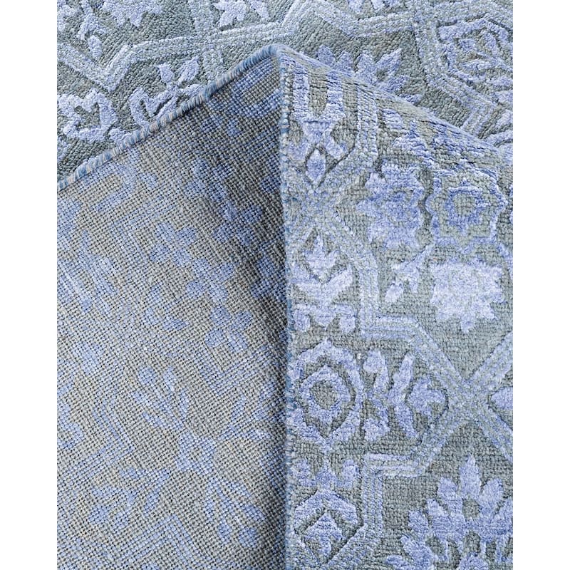 Ikat One-of-a-Kind Hand-Knotted Area Rug, Blue - 8' 0" x 10' 2"
