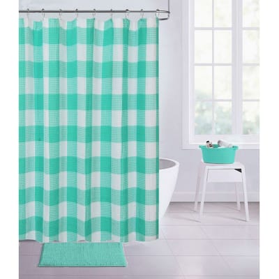 Imperial Checkered Cotton Textured 70" x 72" Shower Curtain