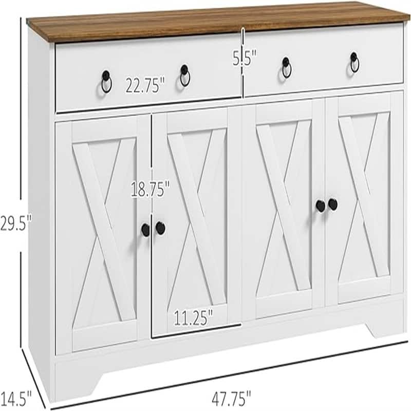 Buffet Sideboard Cabinet - 14.5"D x 47.75"W x 29.5"H