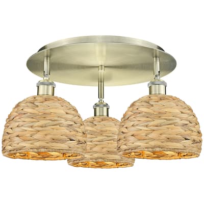 Innovations Lighting 516-3C-11-20 Woven Rattan Semi-Flush Woven Rattan
