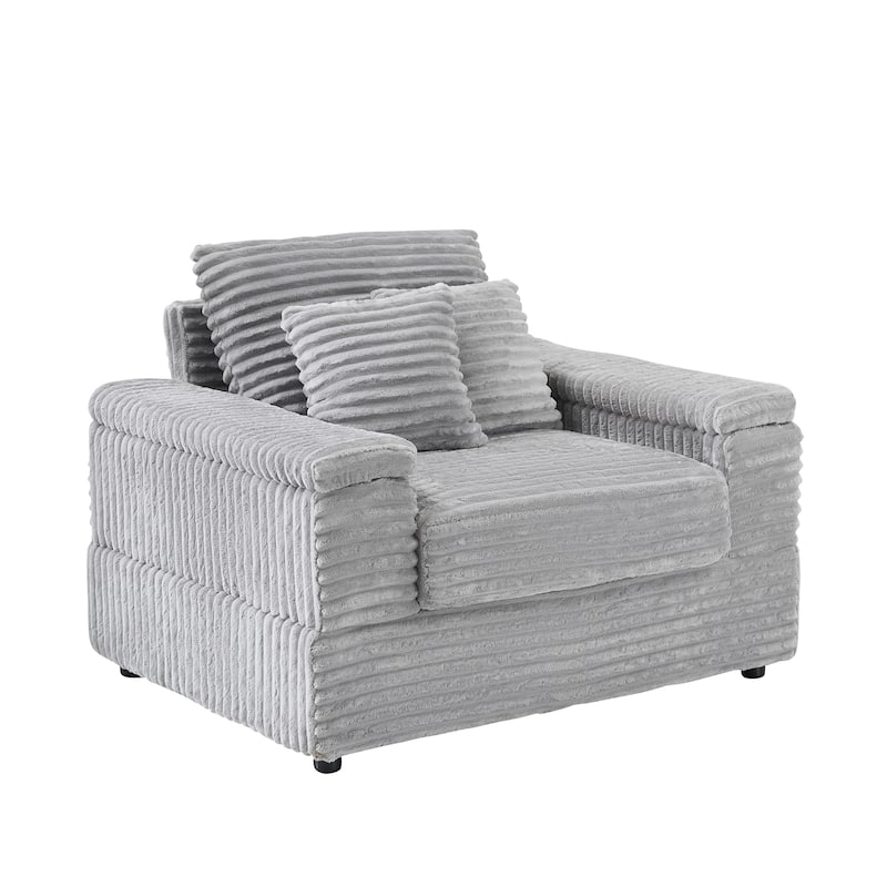 Corduroy Single Sofa Sets with 2 Throw Pillows and 500lb Weight Capacity