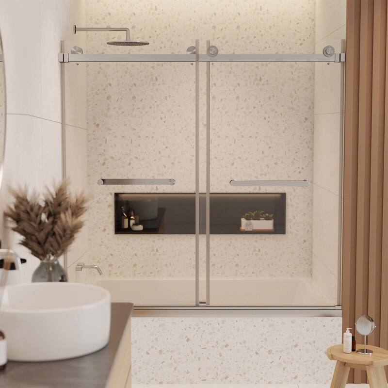 Fine Fixtures 60" Frameless Double Sliding Tub Door - 60" x 66"