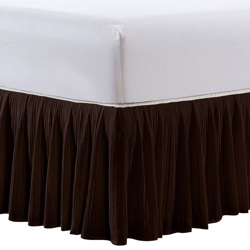 Serenta Pleated Bedskirt 18" Drop - 32 Color Options - King - Coffee Bean