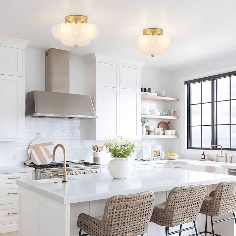 Starsky Modern 3-light Glass Semi Flush Mount