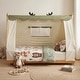 preview thumbnail 8 of 18, Gymax Twin Size House Floor Bed w/ TentWood Bed Frame w/ Roof Window &