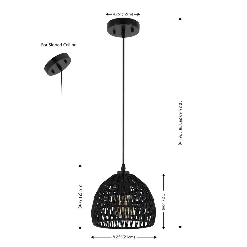 Jigu 1-Light Woven Rattan/Iron LED Pendant, by JONATHAN Y
