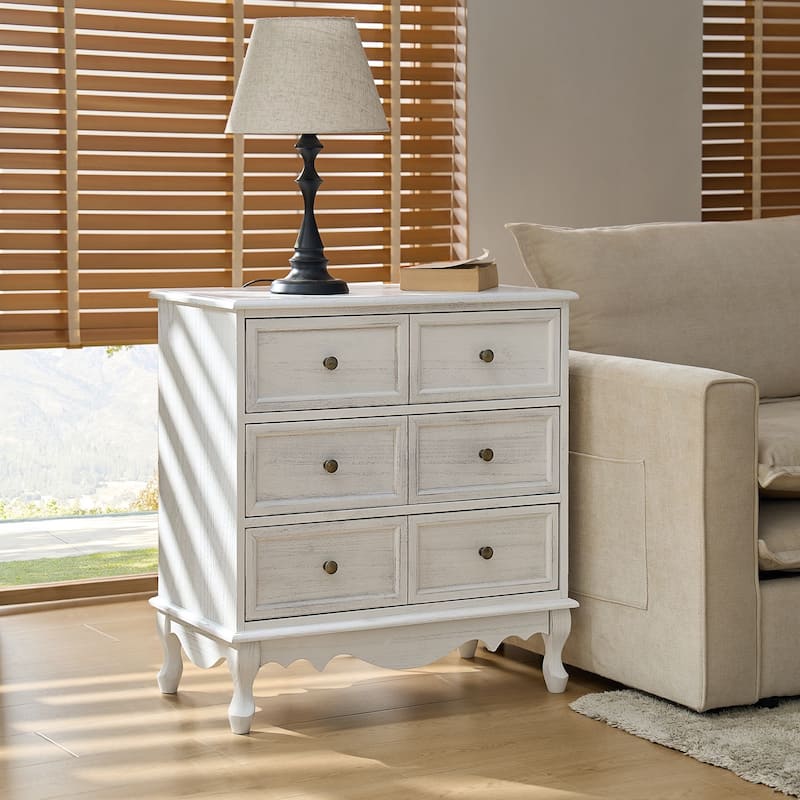 Pallantium Farmhouse 30"Tall Distressed 3-Drawer Nightstand With Solid Wood Legs and Adjustable Feet by HULALA HOME