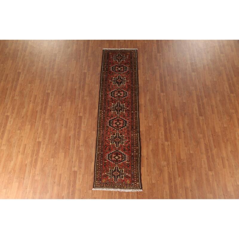Tribal / Geometric Gharajeh Persian Runner Rug Handmade Wool Carpet - 2'5" x 9'6"