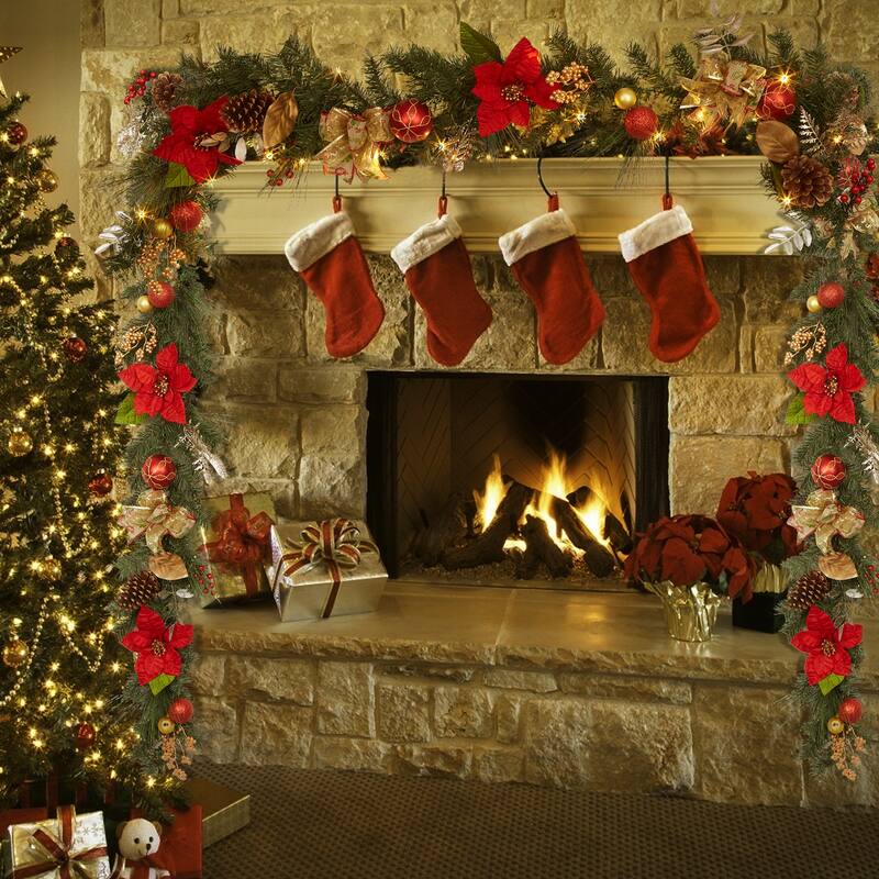 6ft Festive Decor Battery Operated Pre-Lit Christmas Garland - N/A
