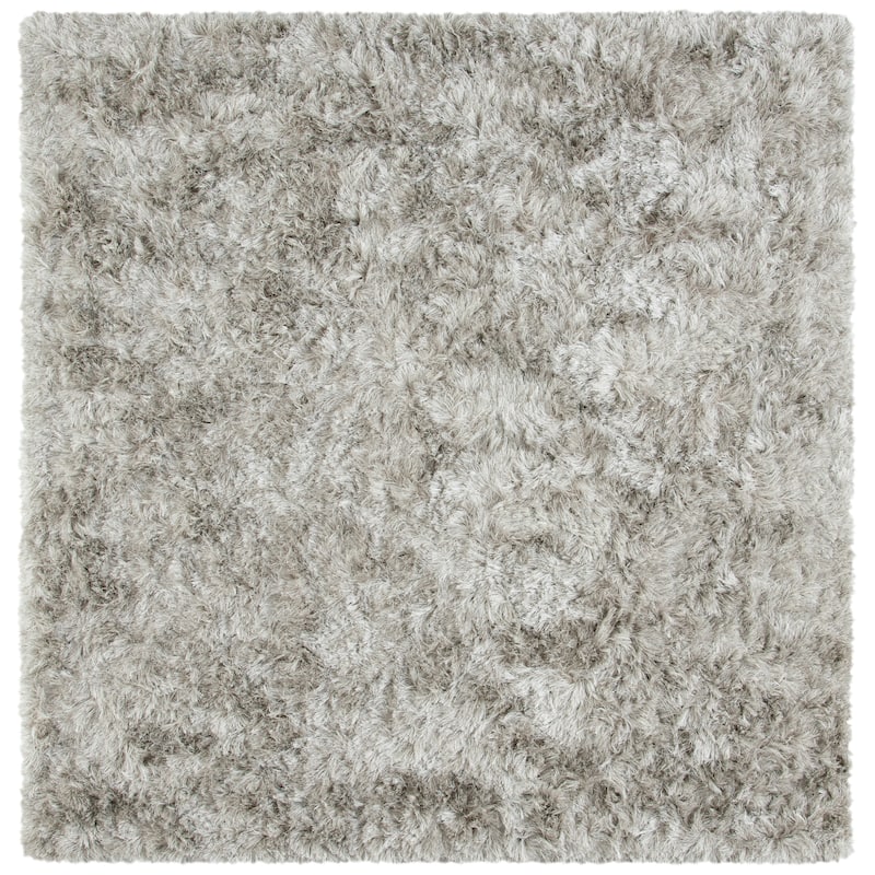 SAFAVIEH Handmade Ocean Shag Lyse Glam 2.5-inch Thick Rug - 6' Square - Light Grey