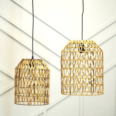 VIP Metal 16 in. Yellow Geometric Lights Set of 2
