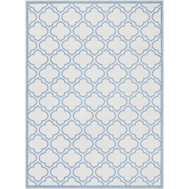 Well Woven Apollo Lattice Moroccan Machine Washable Area Rug - 7' 7" x 9' 10" - Ivory Dark Blue - Rectangle