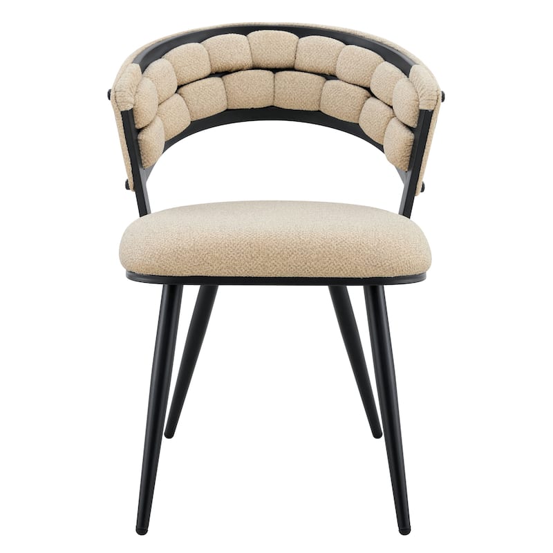 Set of 2 Beige Black Velvet Dining Chair Accent Chair Vanity Chair Reception Chair Side Chair with Metal Legs