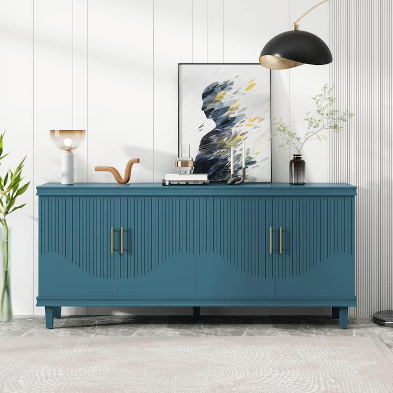Large 4-Door Cabinet for Living Room, Kitchen, Bedroom, Hallway - Olive Green - 70.07'' Width