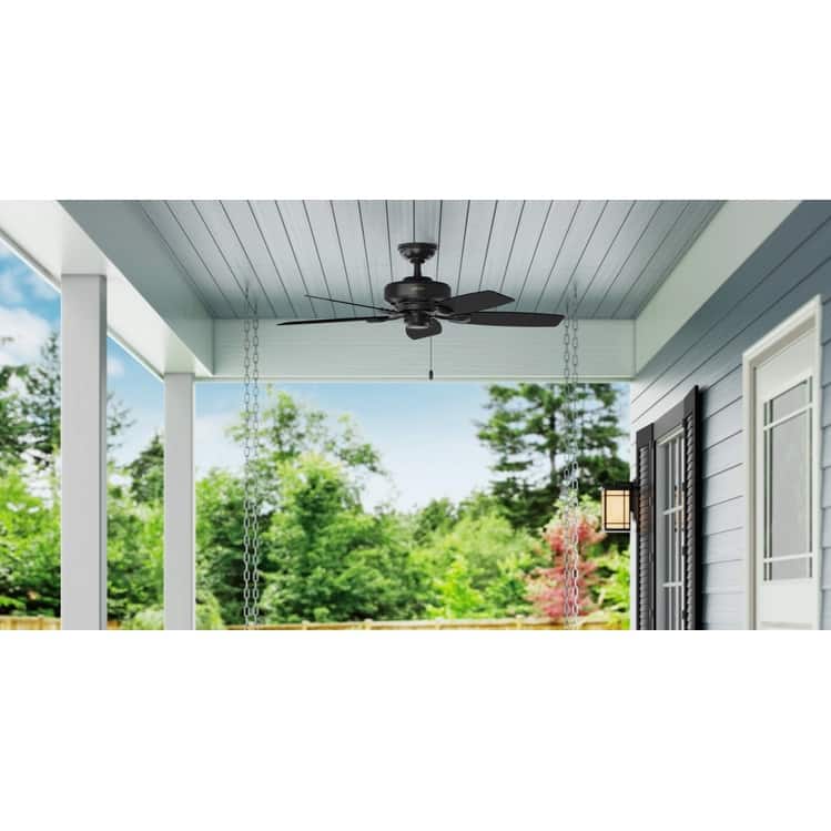 Hunter 48" Sea Wind Outdoor Ceiling Fan with Pull Chain, Damp Rated - Matte Black