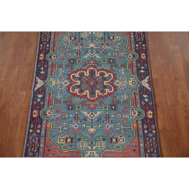 Blue Heriz Serapi Oriental Accent Rug Wool Carpet - 2'11"x 4'11"