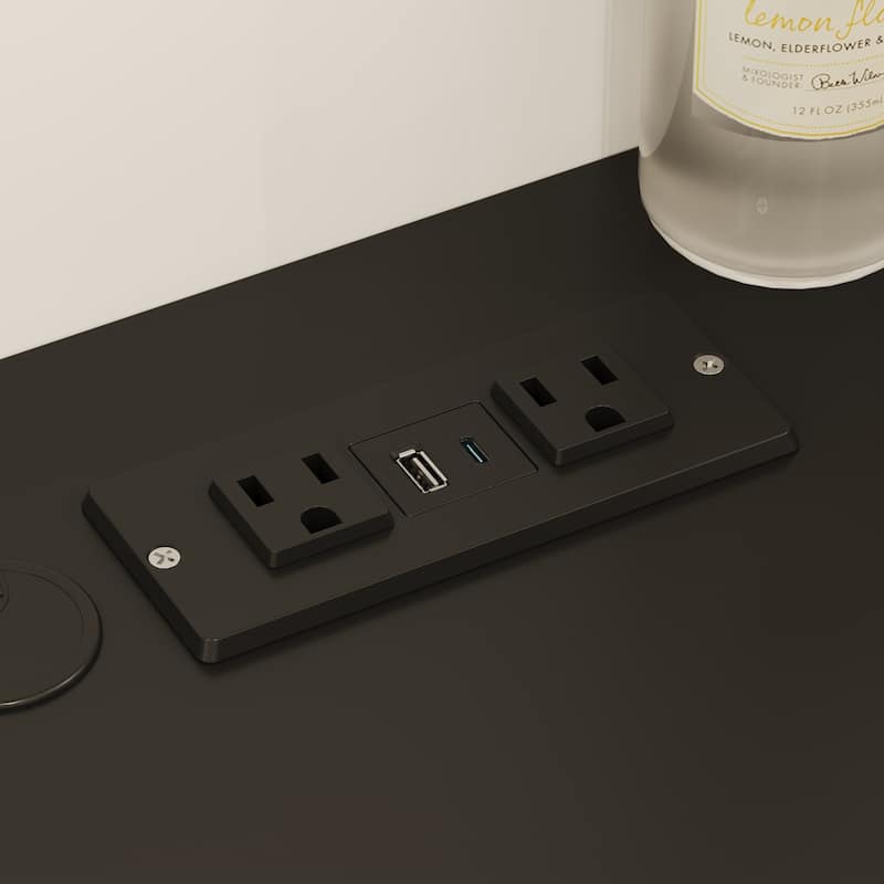 Coffee Bar Cabinet and Work Desk with Hutch,Pantry Storage Cabinet with Outlets