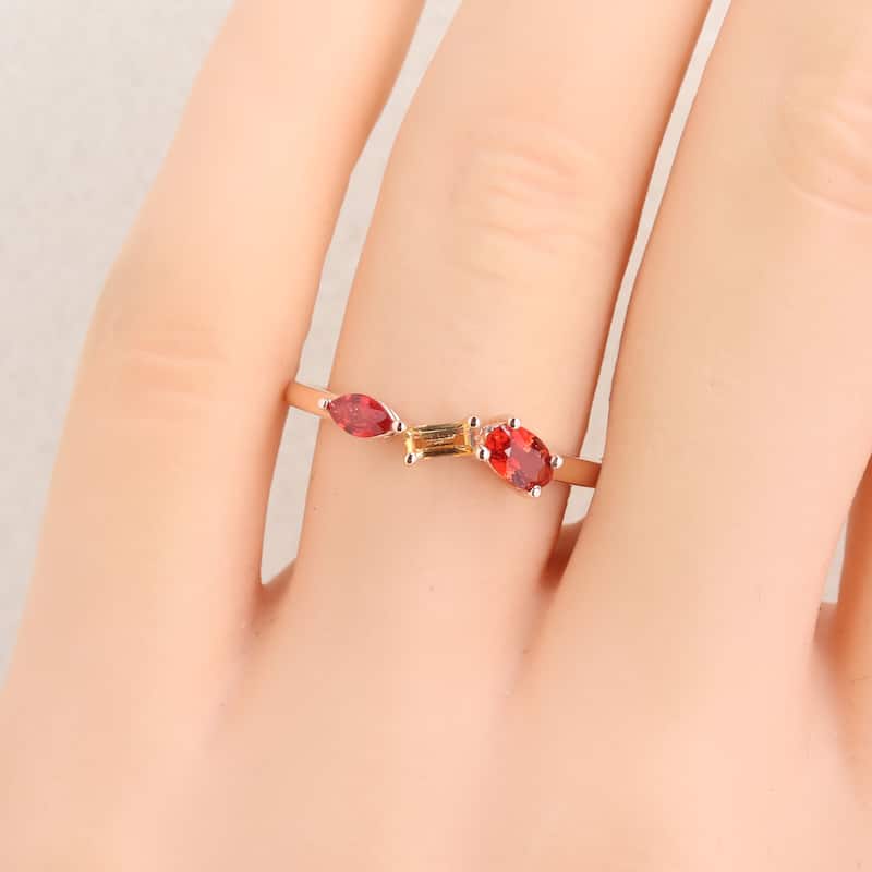 Miadora Multi-Gem Three Stone Ring Sterling Silver