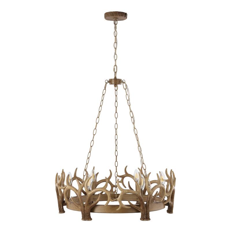 SAFAVIEH Lighting Corean Chandelier - 25" W x 25" D x 39-111" H - Antique White
