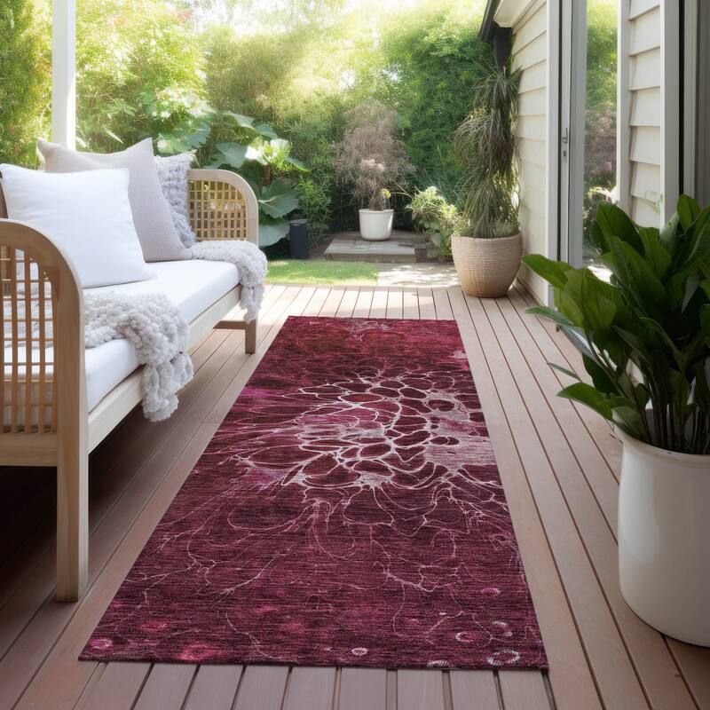 Machine Washable Indoor/ Outdoor Chantille Modern Floral Rug