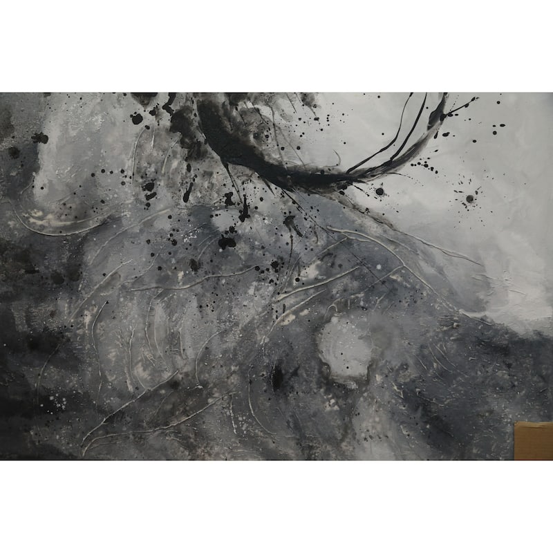 Grey Monochrome Momentum Hand Painted Abstract Canvas Wall Art 47"x31"