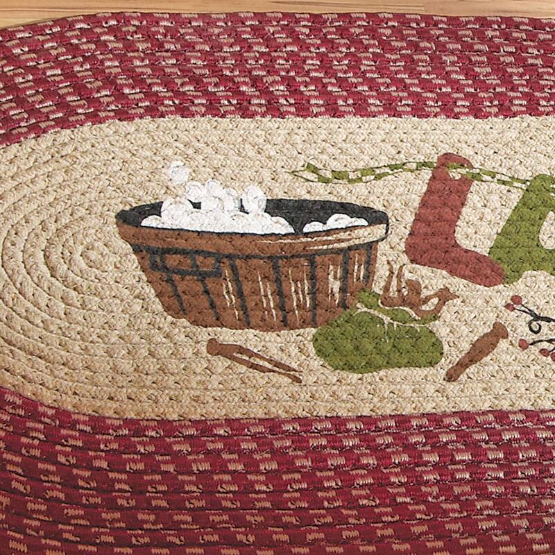 Vintage Laundry Room Decorative Braided Runner 48" x 20" On Sale