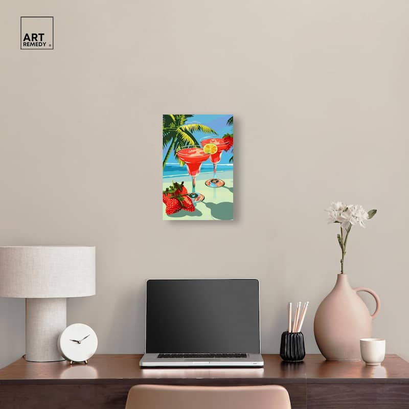 Strawberry Daiquri Breeze Canvas by Art Remedy, Gallery Wrapped