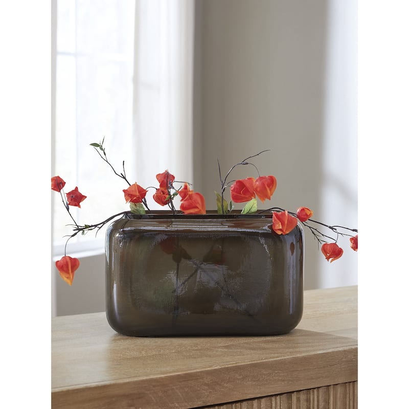 Signature Design by Ashley Sumner Gray/Gold Finish Vase - 12.13" W x 3.75" D x 7.5" H