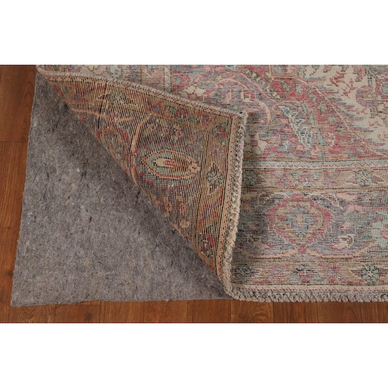 Tabriz Persian Vintage Area Rug Hand-Knotted Medallion Wool Carpet - 6'9" x 9'3"