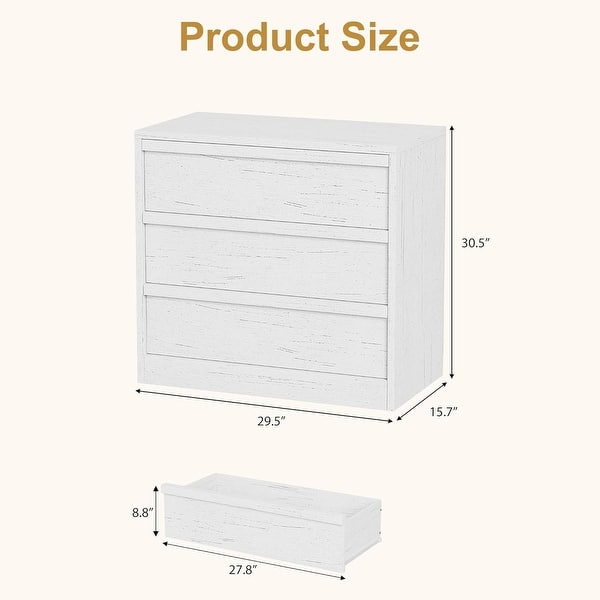 dimension image slide 0 of 7, 30" 3 Drawer Nightstand, Modern Bedside Table with Storage, Natural Oak