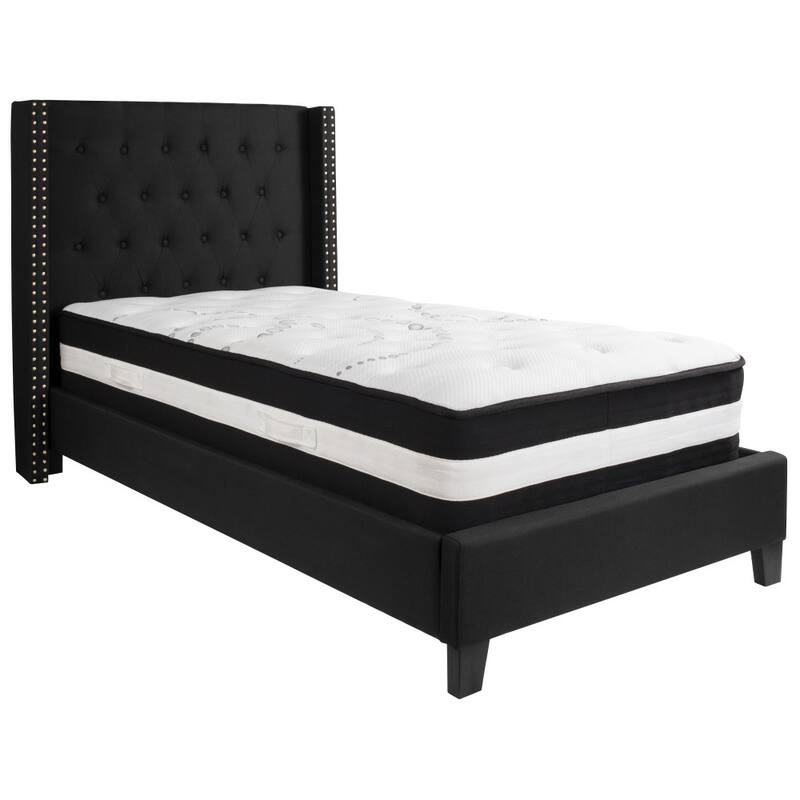 Tufted Upholstered Platform Bed with Pocket Spring Mattress