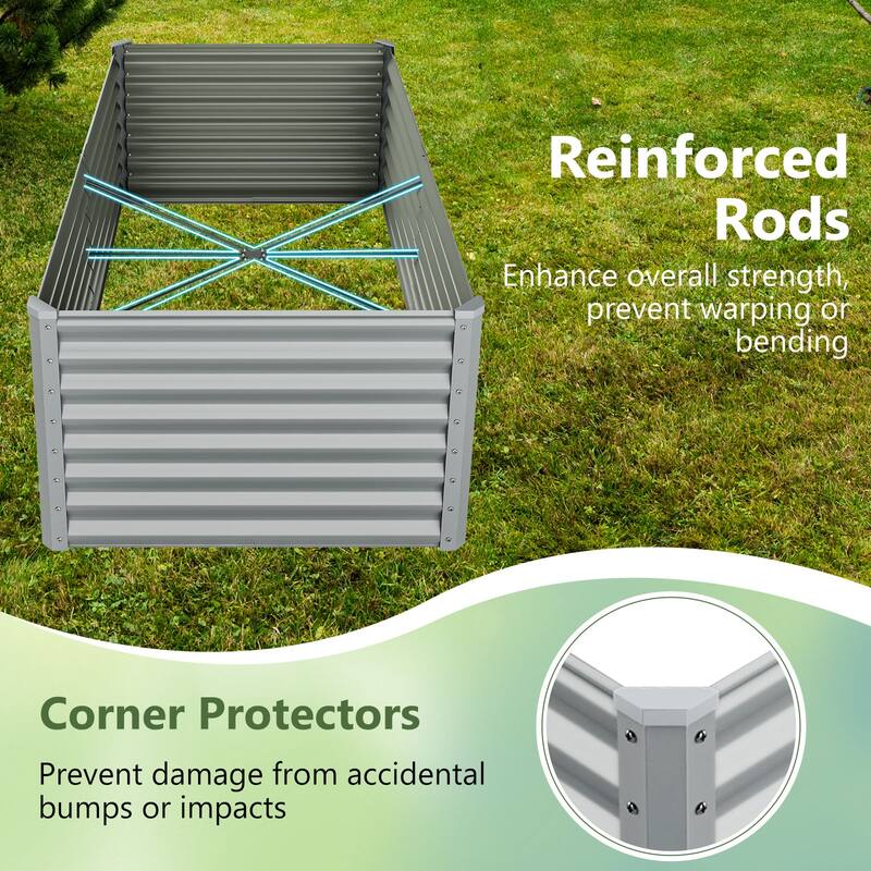 Gymax Raised Garden Bed Large Metal Planter Box Kit for Vegetable Herb