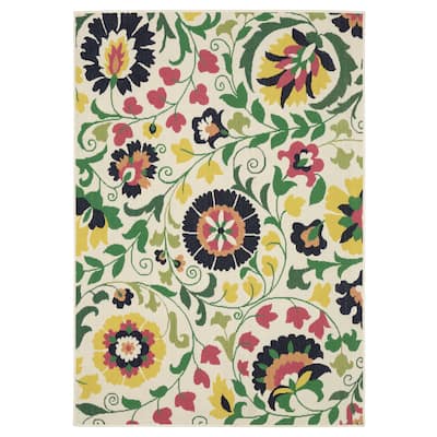 Harlowe Bold Boho Floral Ivory/ Multi Area Rug