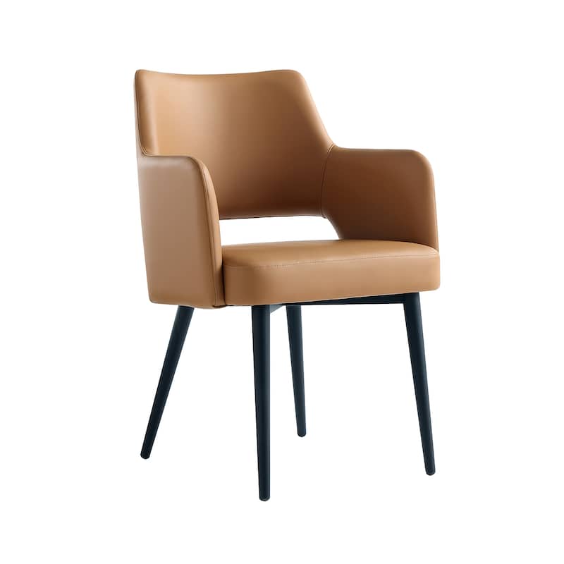 Manhattan Comfort Tremont Leatherette Dining Arm Chair with Metal Legs