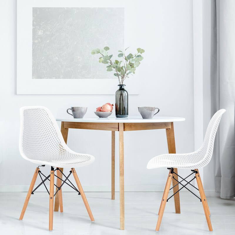 Gymax 2PCS Modern DSW Dining Chair Office Home w/ Mesh Design Wooden - See Details