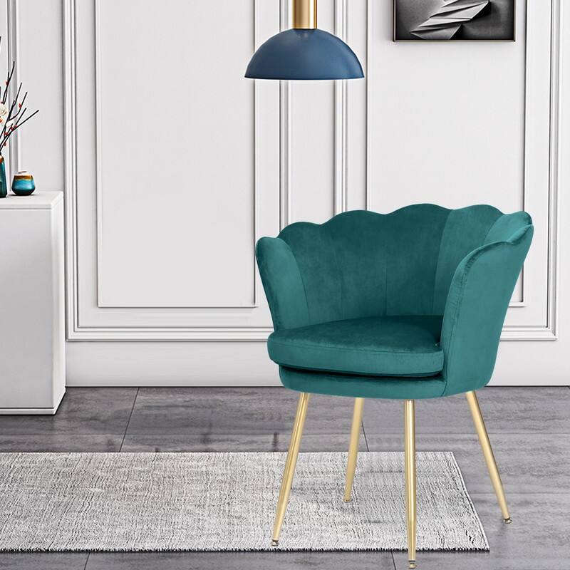 Adeco Velvet Dinning Accent Chair Metal Legs Upholstered Vanity
