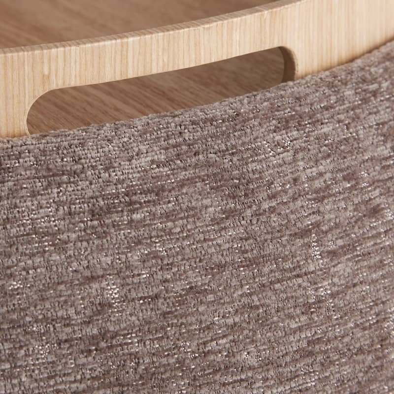 Carson Carrington Astrid Pouf with Natural Wood Tray Top