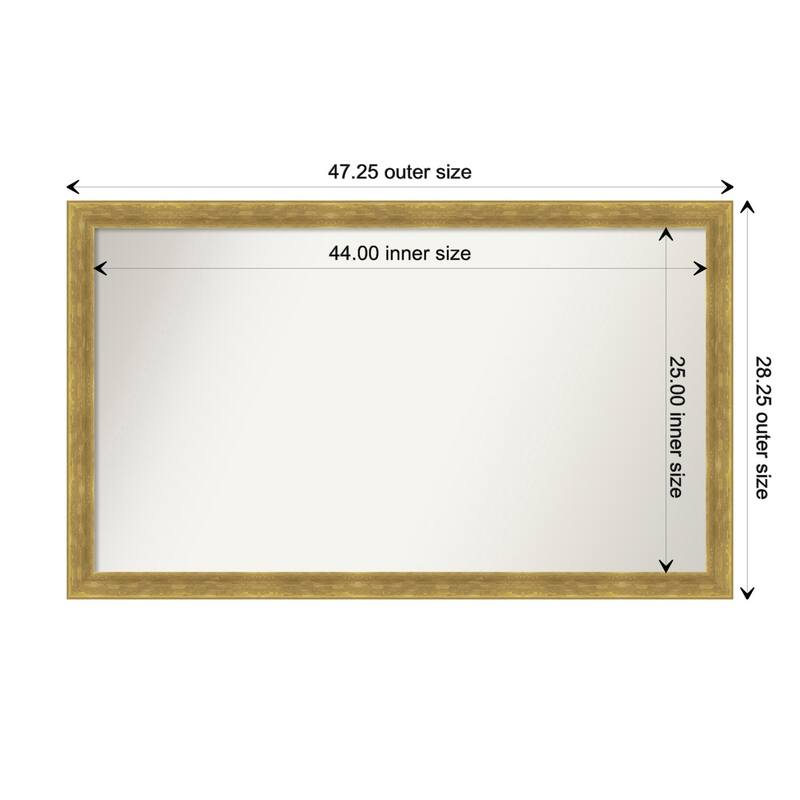 Angled Gold Framed Non-Beveled Custom Wall Mirror, Bathroom Vanity Mirror