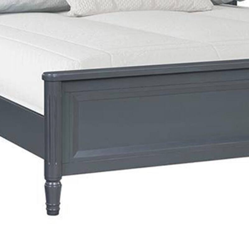 Alta Queen Size Bed, Classic French Design, Malta Blue Solid Wood