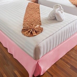 Details about   Extra PKT 1 Piece Box Plated Bed Skirt Cotton 1000 TC Pink Stripe US Size 