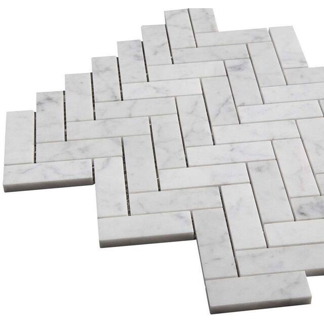 12"x12"x0.38" Marble Mosaic Decorative Floor and Wall Tile