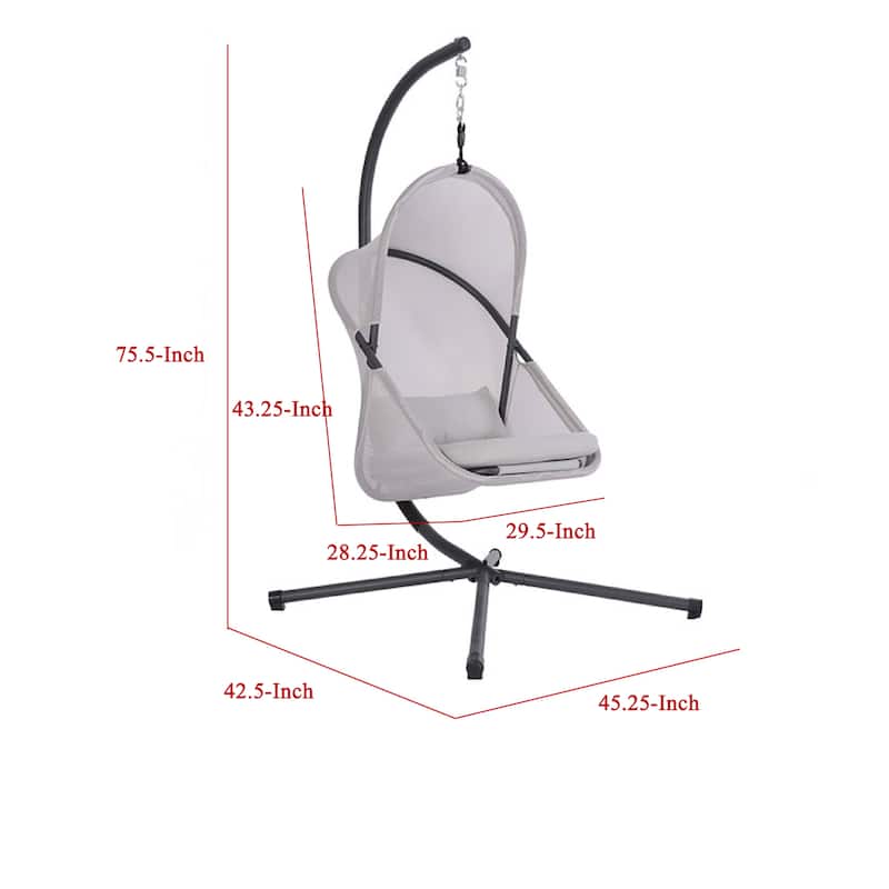 Cery Outdoor Egg Swing Chair, Foldable Stand, Light Gray Cushion