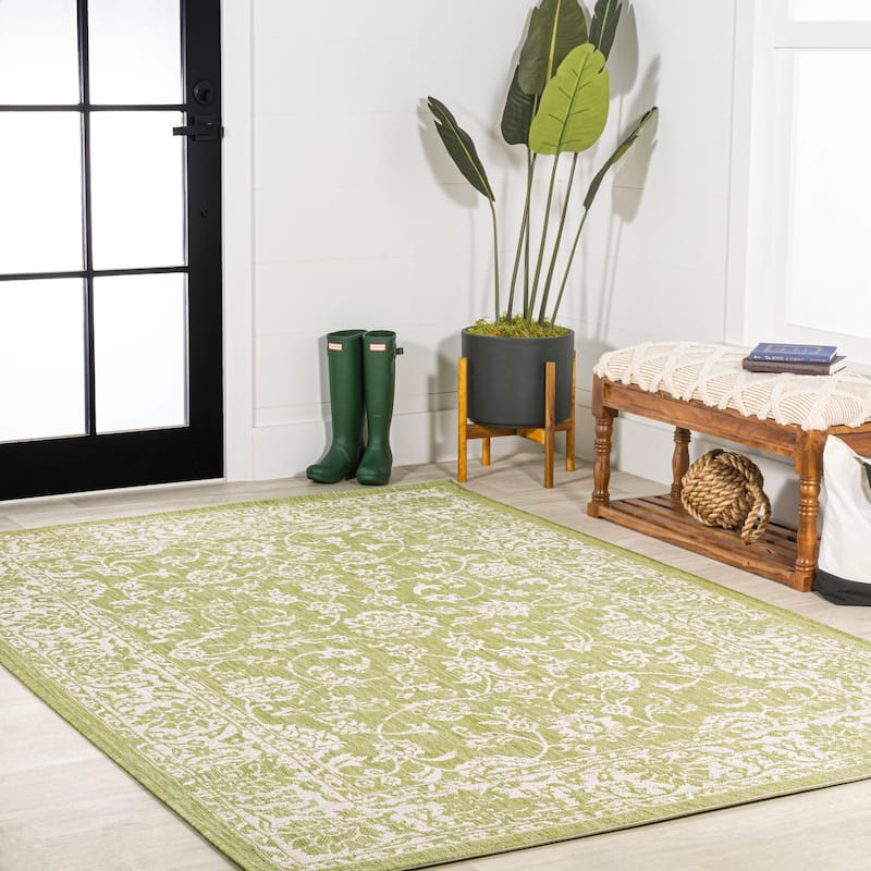 JONATHAN Y Sinjuri Bohemian Textured Weave Floral Indoor/Outdoor Area Rug