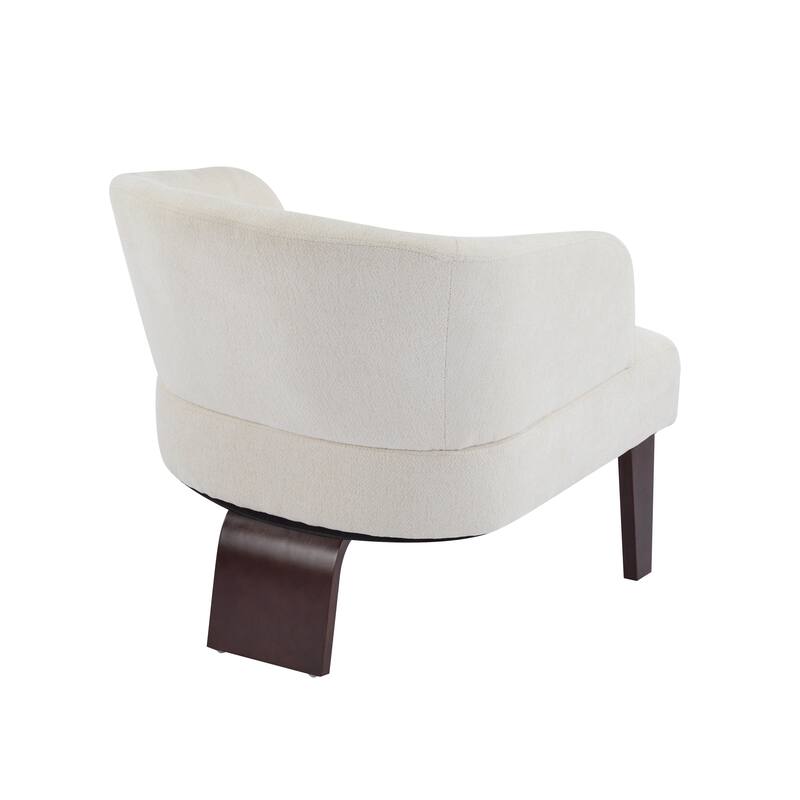 Modern Accent Chair with Round Back & Wooden Legs - Mid-Century Inspired Lounge Chair for Living Room, Bedroom, or Office
